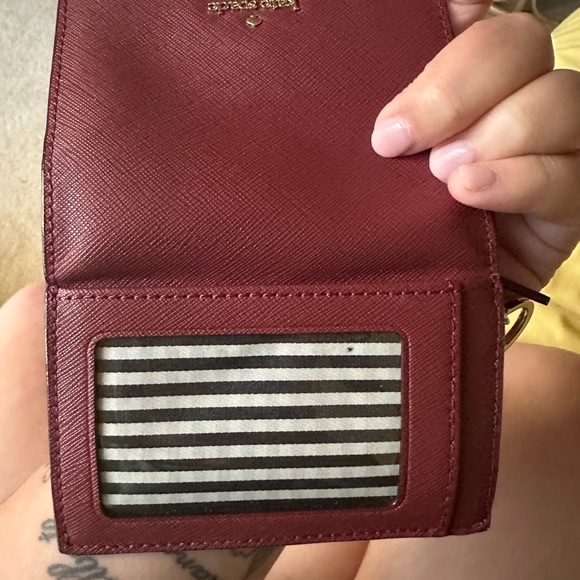 Kate Spade Deep Red Card Holder with Gold Logo - Picture 7 of 7